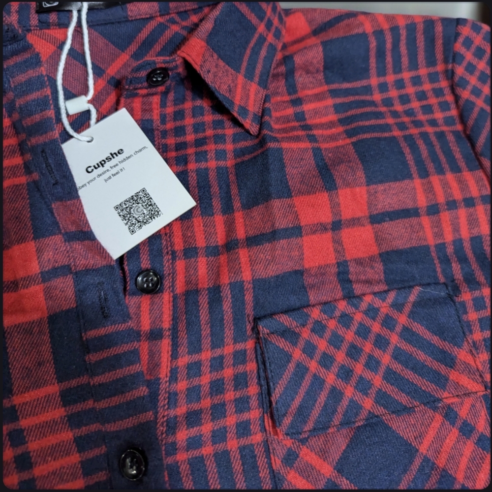 New 'Cupshe' Button Up Flannel Long Sleeve Shirt - Sz XXL